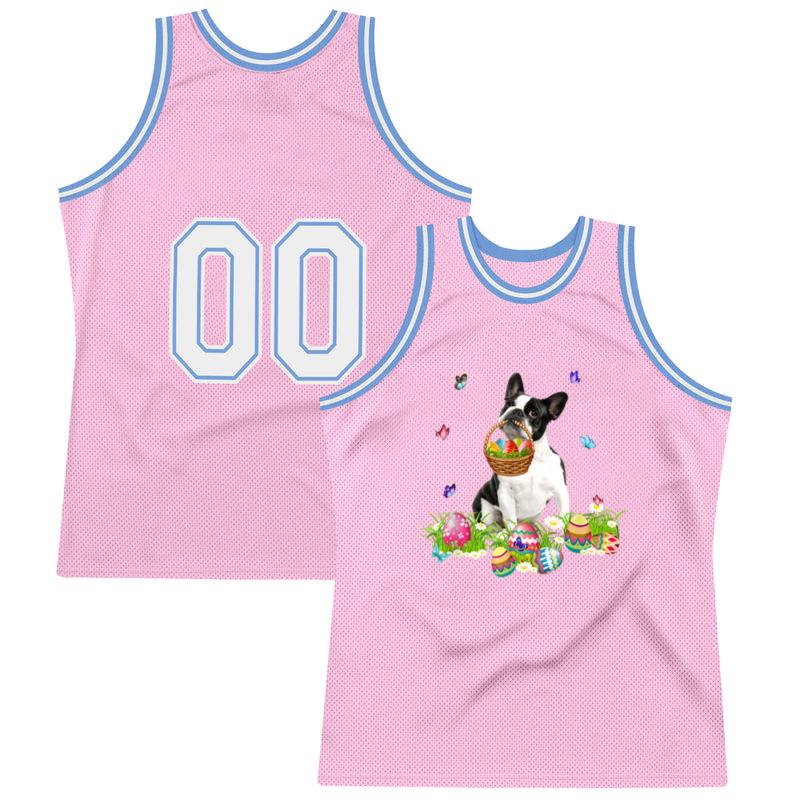 Boston Terrier Bunny Dog With Easter Eggs Basket Butterflies Basketball Jersey