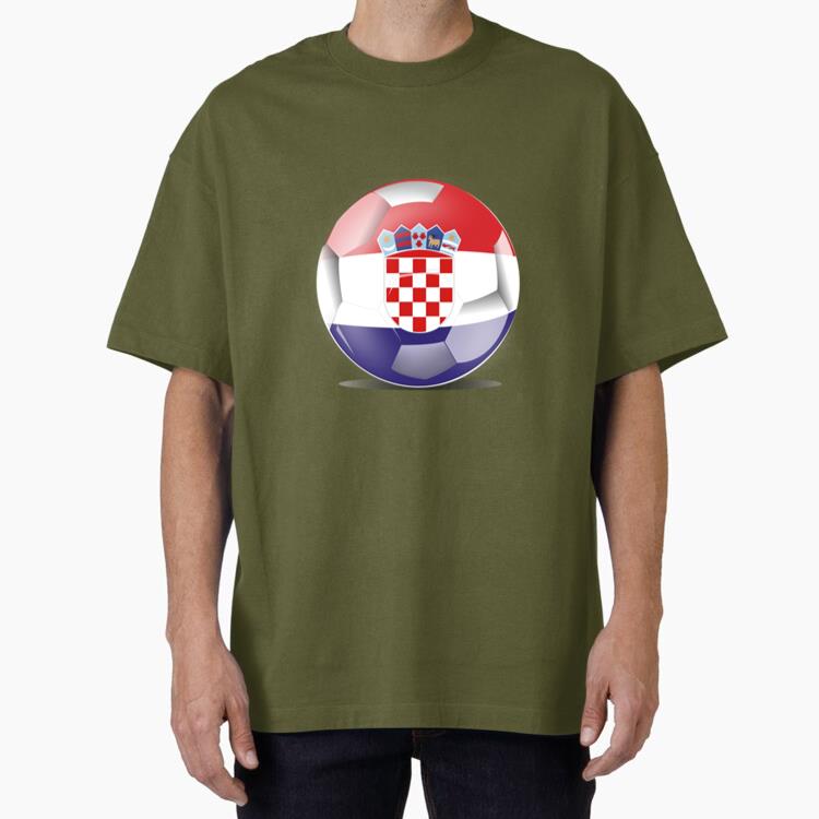 Croatia Flag Soccer Ball Oversized T-Shirt