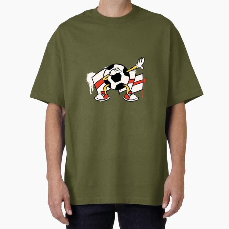 England Flag Soccer Ball Retro Cartoon Oversized T-Shirt