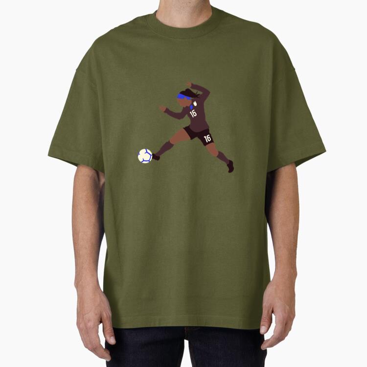 Female Soccer Player Kicking Football Flat Oversized T-Shirt