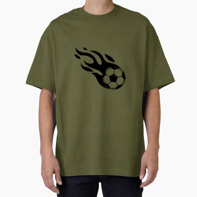 Flaming Soccer Ball Oversized T-Shirt