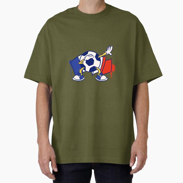 France Flag Soccer Ball Sport Character Oversized T-Shirt