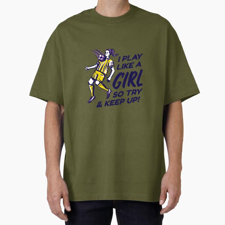 Girl Soccer Player Quote Hand Drawn Oversized T-Shirt