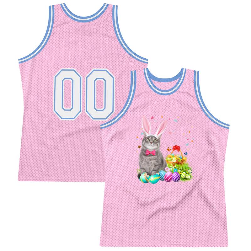 Happy Easter Cute Bunny Cat Eggs Basket Men Women Funny Gift Basketball Jersey