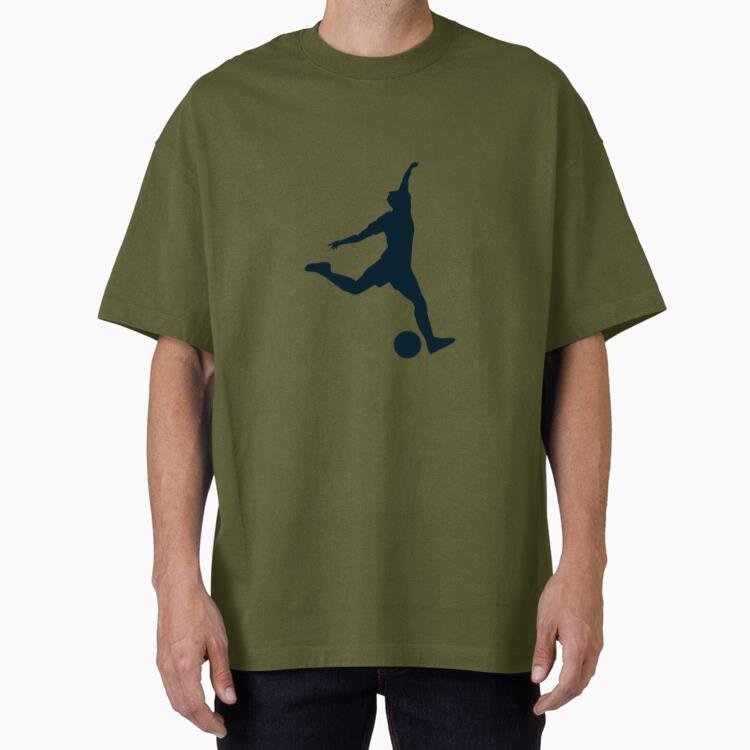Male Silhouette Soccer Player Oversized T-Shirt