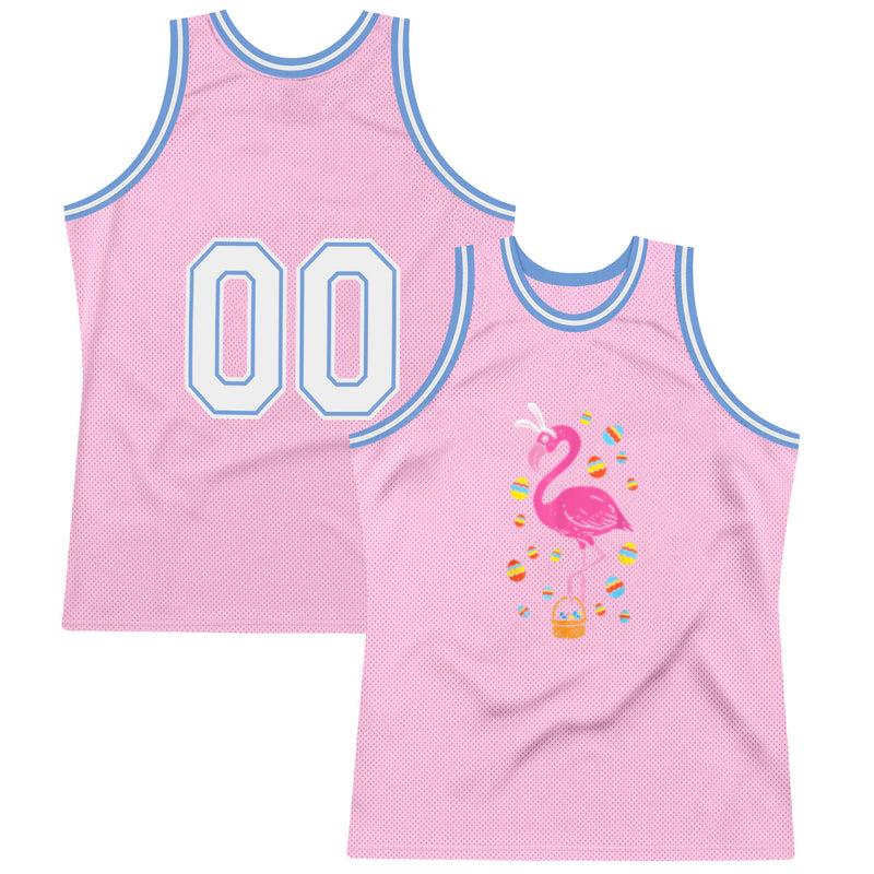 Pink Flamingo Bunny Ears Eggs Basket Easter Day Basketball Jersey