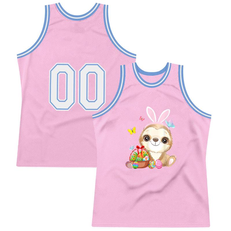 Sloth Bunny Ear With Eggs Basket Easter Basketball Jersey